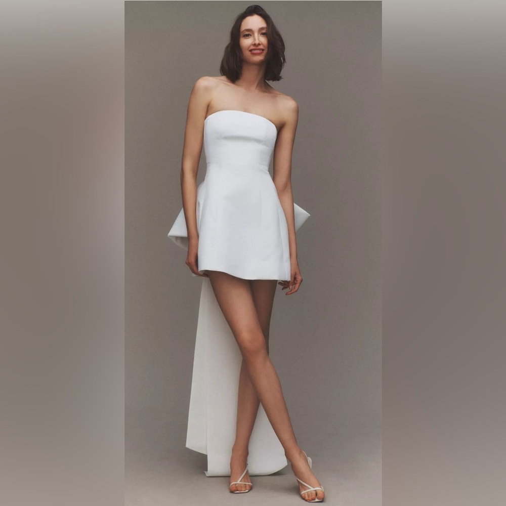 BHLDN Sachin & Babi Grace Strapless Back-Bow Mini Dress